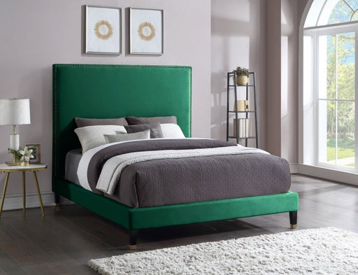 Harlie Velvet King Bed Green - Gate FurnitureKing Bed