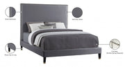 Harlie Velvet King Bed Grey - Gate FurnitureKing Bed