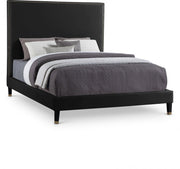Harlie Velvet Queen Bed Black - Gate FurnitureQueen Bed