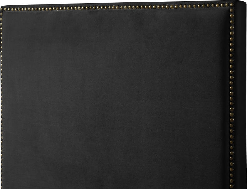 Harlie Velvet Twin Bed Black - Gate FurnitureTwin Bed