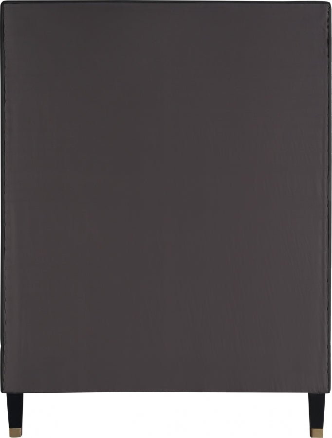 Harlie Velvet Twin Bed Black - Gate FurnitureTwin Bed