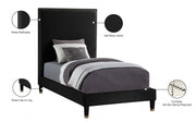 Harlie Velvet Twin Bed Black - Gate FurnitureTwin Bed