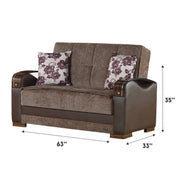 Hartford 63 in. Convertible Sleeper Loveseat in Brown with Storage - Gate FurnitureLoveseat