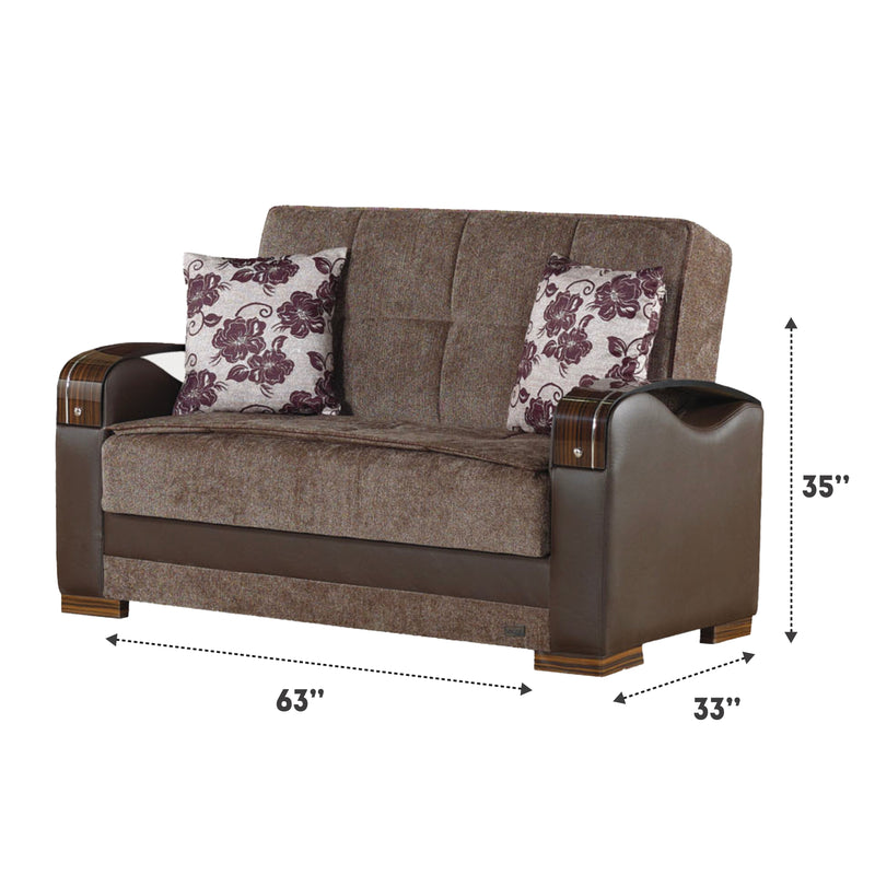 Hartford 63 in. Convertible Sleeper Loveseat in Brown with Storage - Gate FurnitureLoveseat