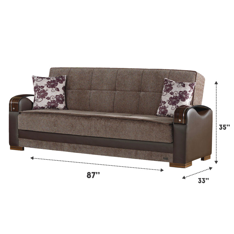 Hartford 87 in. Convertible Sleeper Sofa in Brown with Storage - Gate FurnitureSleeper Sofa