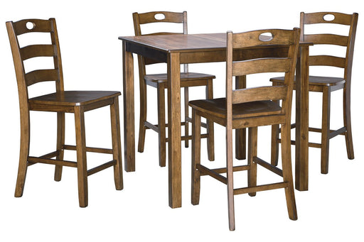 Hazelteen Medium Brown Counter Height Dining Table and Bar Stools (Set of 5) - D419-223 - Gate Furniture