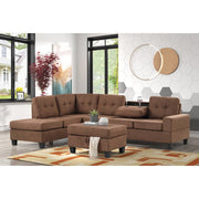 Heights Chocolate Brown Reverisble Sectional with Storage Ottoman - Gate FurnitureOttoman