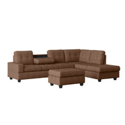 Heights Chocolate Brown Reverisble Sectional with Storage Ottoman - Gate FurnitureOttoman