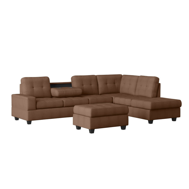 Heights Chocolate Brown Reverisble Sectional with Storage Ottoman - Gate FurnitureOttoman