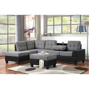 Heights Gray and Black Reverisble Sectional with Storage Ottoman - Gate FurnitureOttoman