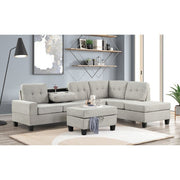 Heights Light Gray Reverisble Sectional with Storage Ottoman - Gate FurnitureOttoman