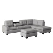 Heights Silver Gray Reverisble Sectional with Storage Ottoman - Gate FurnitureOttoman