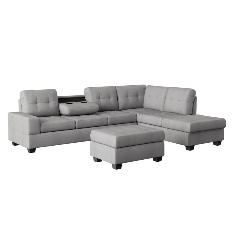 Heights Silver Gray Reverisble Sectional with Storage Ottoman - Gate FurnitureOttoman