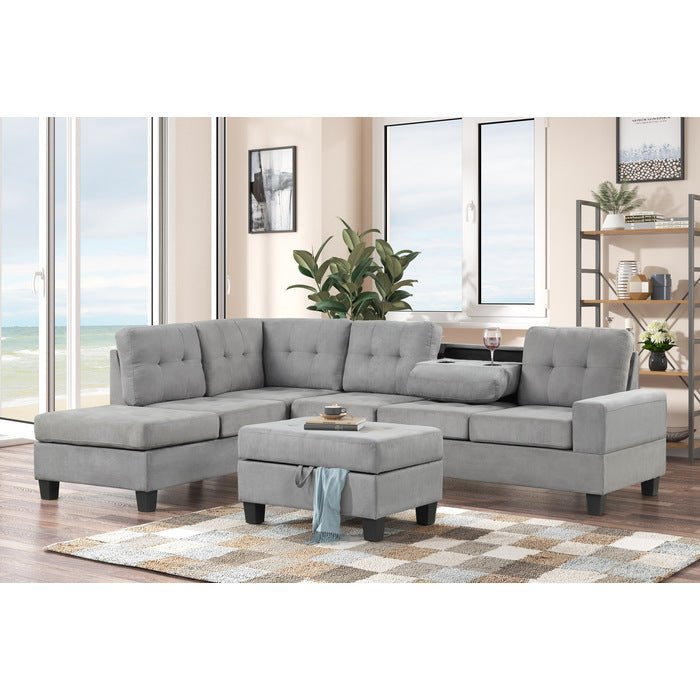 Heights Silver Gray Reverisble Sectional with Storage Ottoman - Gate FurnitureOttoman