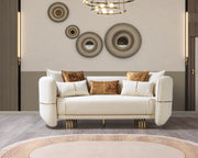 Helena Ivory Velvet Sofa & Loveseat - Gate FurnitureLiving Room Set