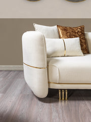 Helena Ivory Velvet Sofa & Loveseat - Gate FurnitureLiving Room Set