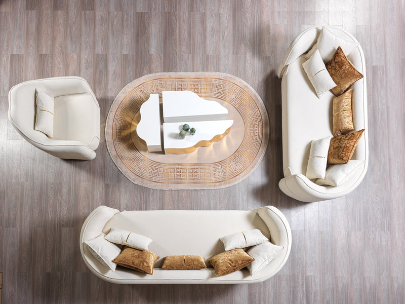 Helena Ivory Velvet Sofa & Loveseat - Gate FurnitureLiving Room Set