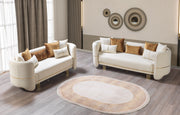 Helena Ivory Velvet Sofa & Loveseat - Gate FurnitureLiving Room Set