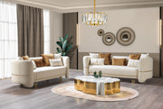 Helena Ivory Velvet Sofa & Loveseat - Gate FurnitureLiving Room Set