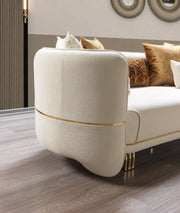 Helena Ivory Velvet Sofa & Loveseat - Gate FurnitureLiving Room Set