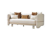 Helena Ivory Velvet Sofa & Loveseat - Gate FurnitureLiving Room Set