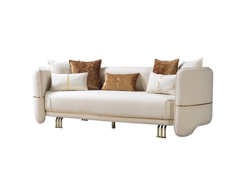 Helena Ivory Velvet Sofa & Loveseat - Gate FurnitureLiving Room Set