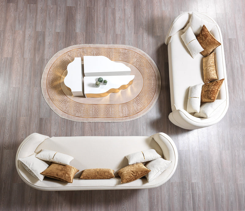 Helena Ivory Velvet Sofa & Loveseat - Gate FurnitureLiving Room Set