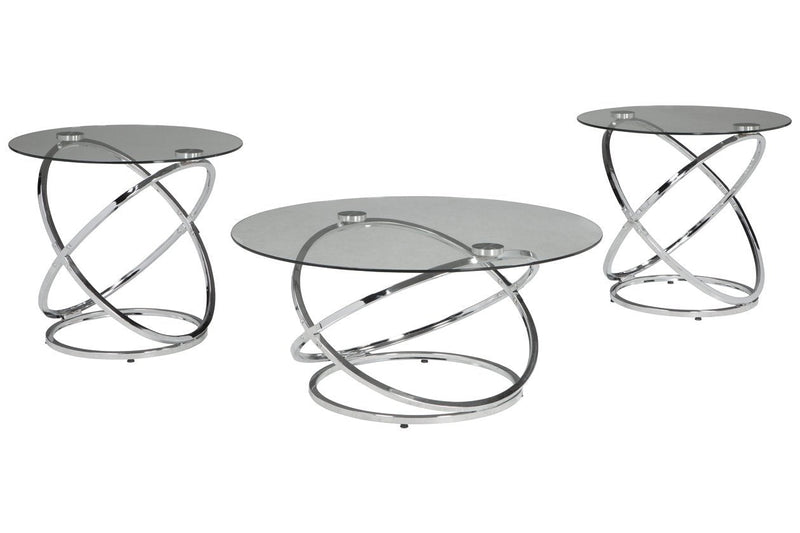 Hollynyx Chrome Finish Table (Set of 3) - Gate FurnitureOccasional Table Set