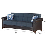 Hudson 90 in. Convertible Sleeper Sofa in Blue with Storage - Gate FurnitureSleeper Sofa