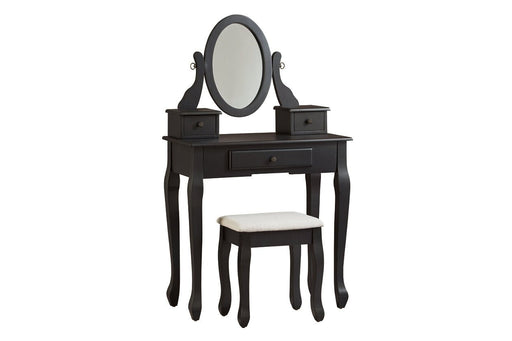 Huey Vineyard Black Vanity and Mirror with Stool - B128-122 - Gate Furniture