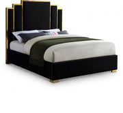 Hugo Velvet King Bed Black - Gate FurnitureKing Bed