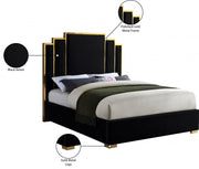 Hugo Velvet Queen Bed Black - Gate FurnitureQueen Bed