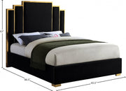 Hugo Velvet Queen Bed Black - Gate FurnitureQueen Bed