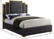 Hugo Velvet Queen Bed Grey - Gate FurnitureQueen Bed
