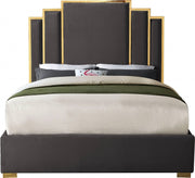 Hugo Velvet Queen Bed Grey - Gate FurnitureQueen Bed