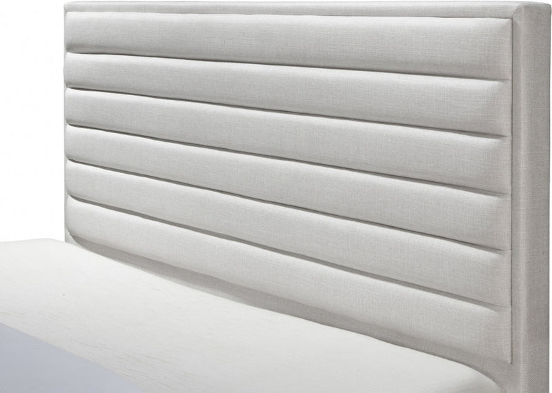 Hunter Linen Textured King Bed Cream - Gate FurnitureKing Bed