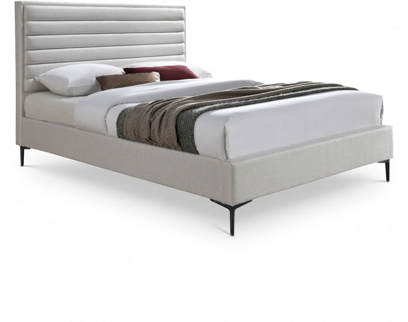 Hunter Linen Textured King Bed Cream - Gate FurnitureKing Bed