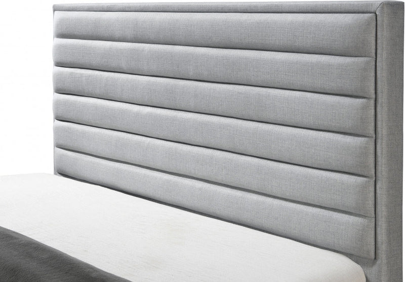 Hunter Linen Textured King Bed Grey - Gate FurnitureKing Bed