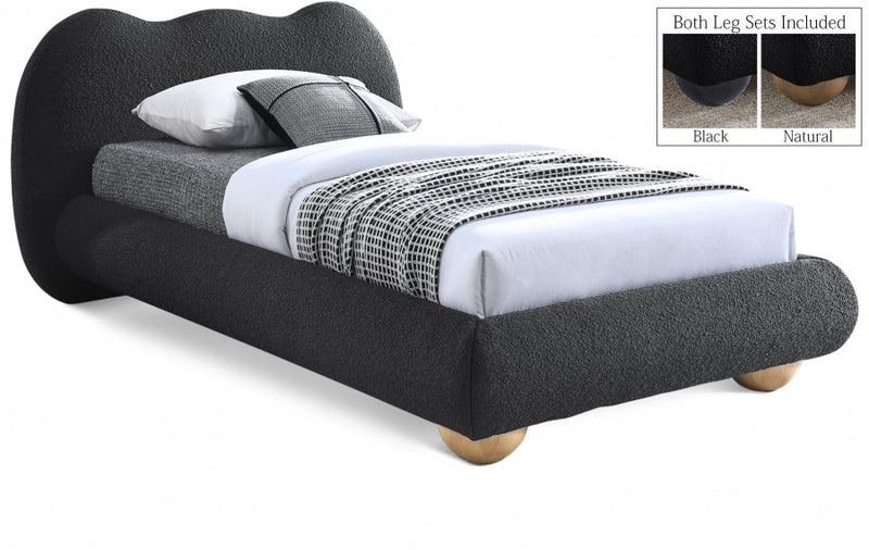 Hyde Boucle Fabric Twin Bed (3 Boxes) Black - Gate FurnitureTwin Bed