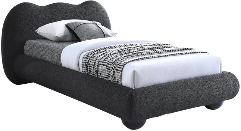 Hyde Boucle Fabric Twin Bed (3 Boxes) Black - Gate FurnitureTwin Bed