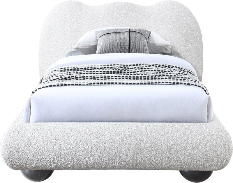 Hyde Boucle Fabric Twin Bed (3 Boxes) Cream - Gate FurnitureTwin Bed