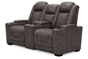 HyllMont Gray Power Reclining Loveseat with Console - Gate FurniturePower Reclining Loveseat