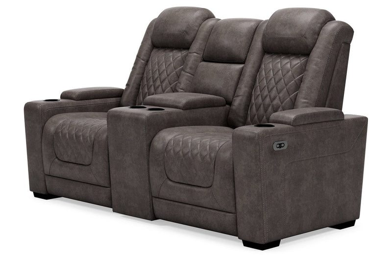 HyllMont Gray Power Reclining Loveseat with Console - Gate FurniturePower Reclining Loveseat