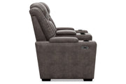 HyllMont Gray Power Reclining Loveseat with Console - Gate FurniturePower Reclining Loveseat
