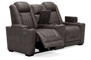 HyllMont Gray Power Reclining Loveseat with Console - Gate FurniturePower Reclining Loveseat