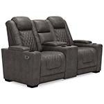 HyllMont Gray Power Reclining Loveseat with Console - Gate FurniturePower Reclining Loveseat