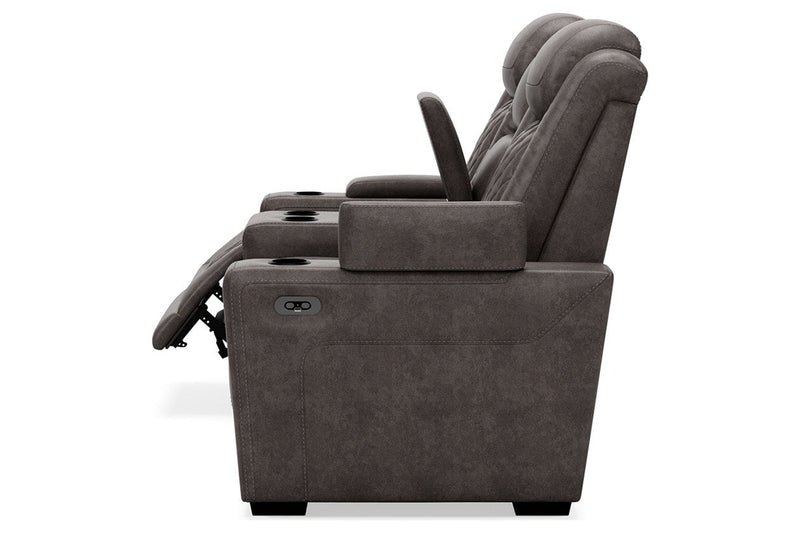 HyllMont Gray Power Reclining Loveseat with Console - Gate FurniturePower Reclining Loveseat