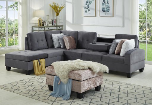 Hypericum Gray Mf Sectional With Ottoman - Gate Furniture