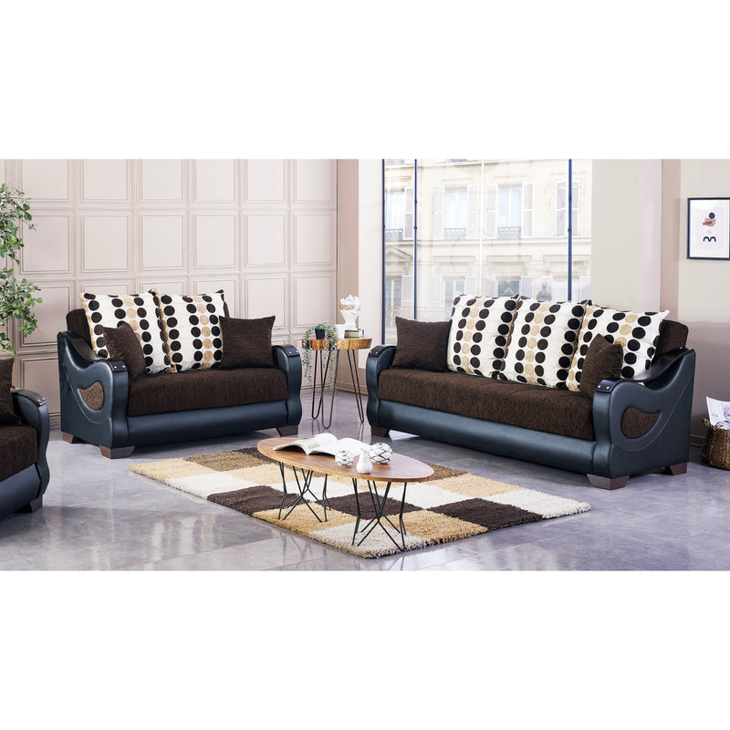 Illinois 62 in. Convertible Sleeper Loveseat in Brown with Storage - Gate FurnitureLoveseat