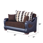 Illinois 62 in. Convertible Sleeper Loveseat in Brown with Storage - Gate FurnitureLoveseat